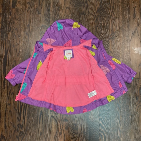 Cat & Jack Girls Purple Heart Rain Jacket, 18 Months - Picture 3 of 7